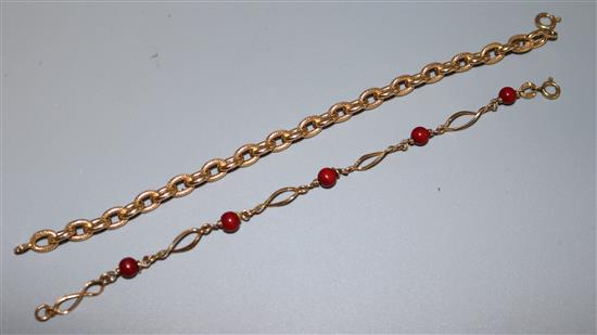 Two 18ct gold bracelets